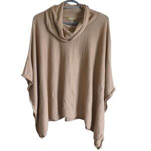 Merino Charter‎ Club Poncho Sweater Luxury 100% Merino Tan Light Brown Size S/M